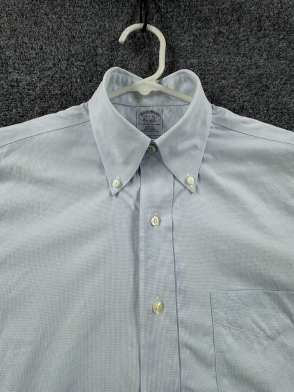 Brooks Brothers 14.5 32 Slim Non-Iron Cotton Button-Down Blue Pocket Long Sleeve